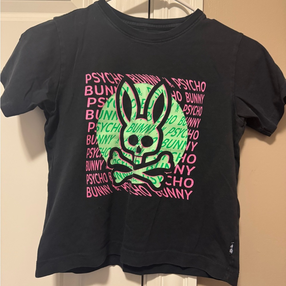 Psycho Bunny Kids Tee with Green and Pink Graphic
